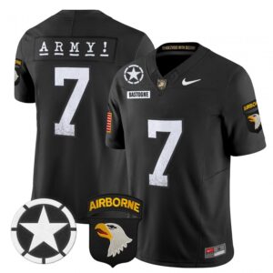 Bastogne Jersey #7 Army Black Knights 2025 Screaming Eagles Stitched Black