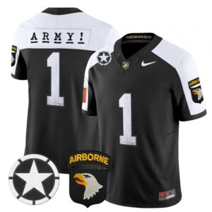 Team Jersey #1 Army Black Knights 2025 Screaming Eagles Stitched Black Alter