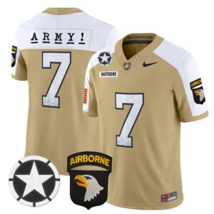 Bastogne Jersey #7 Army Black Knights 2025 Screaming Eagles Stitched Tan Alter
