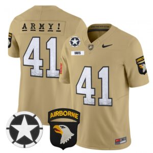 Glenn Davis Jersey #41 Army Black Knights 2025 Screaming Eagles Stitched Tan