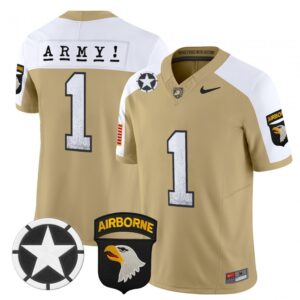 Team Jersey #1 Army Black Knights 2025 Screaming Eagles Stitched Tan Alter