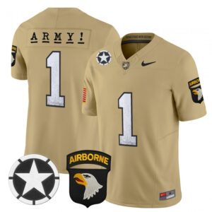 Team Jersey #1 Army Black Knights 2025 Screaming Eagles Stitched Tan
