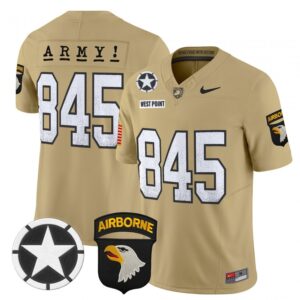 West Point Jersey #845 Army Black Knights 2025 Screaming Eagles Stitched Tan