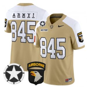 West Point Jersey #845 Army Black Knights 2025 Screaming Eagles Tan White