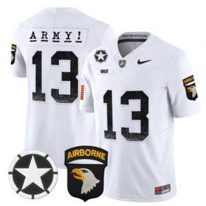 Bryson Daily Jersey #13 Army Black Knights 2025 Screaming Eagles Stitched White