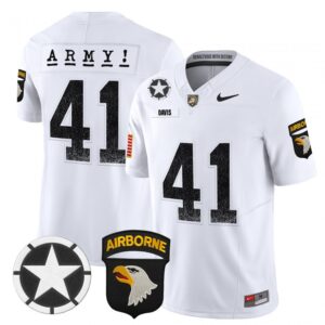 Glenn Davis Jersey #41 Army Black Knights 2025 Screaming Eagles Stitched White