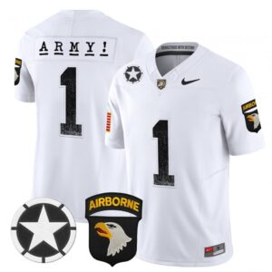 Team Jersey #1 Army Black Knights 2025 Screaming Eagles Stitched White