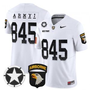 West Point Jersey #845 Army Black Knights 2025 Screaming Eagles Stitched White
