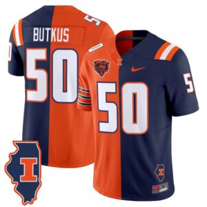 Dick Butkus Jersey #50 Illinois Fighting Illini Split Vapor Limited Stitched