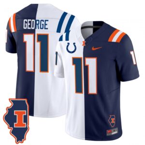 Jeff George Jersey #11 Illinois Fighting Illini Split Vapor Limited Stitched