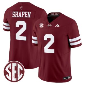 Blake Shapen Jersey #2 Mississippi State Bulldogs Dark Mode Stitched Maroon