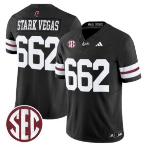 Stark Vegas Jersey #662 Mississippi State Bulldogs Dark Mode Stitched Black