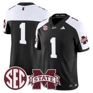 Team Jersey #1 Mississippi State Bulldogs Dark Mode Stitched Black Alter