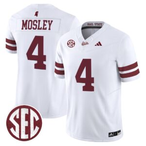 Jordan Mosley Jersey #4 Mississippi State Bulldogs Dark Mode Stitched White