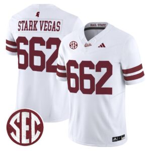 Stark Vegas Jersey #662 Mississippi State Bulldogs Dark Mode Stitched White