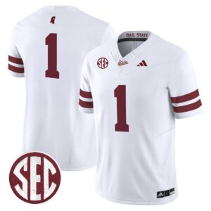 Team Jersey #1 Mississippi State Bulldogs Dark Mode Stitched White