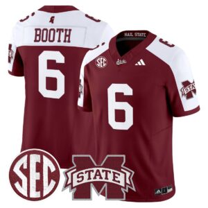 Davon Booth Jersey #6 Mississippi State Bulldogs Dark Mode Stitched Maroon Alter