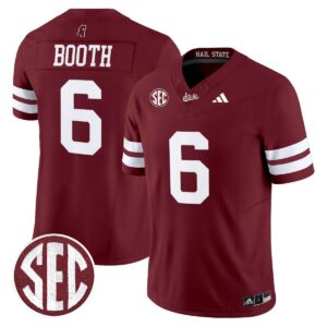 Davon Booth Jersey #6 Mississippi State Bulldogs Dark Mode Stitched Maroon