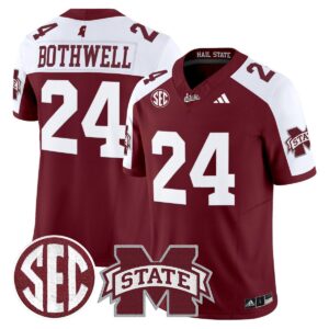 Fluff Bothwell Jersey #24 Mississippi State Bulldogs Dark Mode Maroon Alter