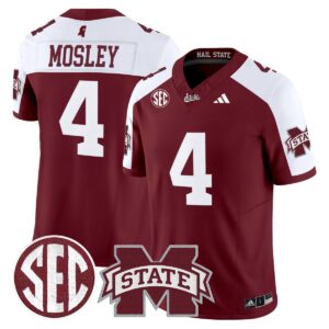 Jordan Mosley Jersey #4 Mississippi State Bulldogs Dark Mode Stitched Maroon Alter
