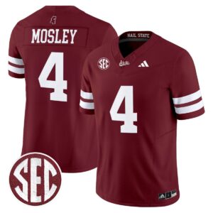 Jordan Mosley Jersey #4 Mississippi State Bulldogs Dark Mode Stitched Maroon