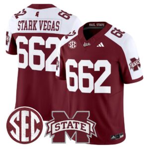 Stark Vegas Jersey #662 Mississippi State Bulldogs Dark Mode Stitched Maroon Alter