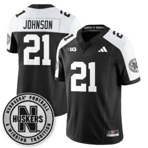 Emmett Johnson Jersey #21 Nebraska Football 2025 Blackout Stitched Black Alter