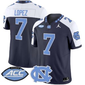 Gio Lopez Jersey #7 North Carolina Tar Heels 2025 Limited Stitched Navy Alter