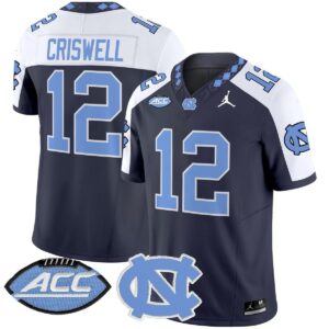 Jacolby Criswell Jersey #12 North Carolina Tar Heels 2025 Stitched Navy Alter