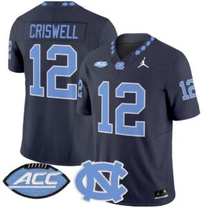Jacolby Criswell Jersey #12 North Carolina Tar Heels 2025 Stitched Navy