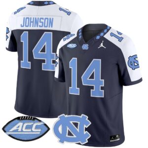 Max Johnson Jersey #14 North Carolina Tar Heels 2025 Limited Stitched Navy Alter