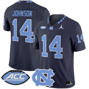 Max Johnson Jersey #14 North Carolina Tar Heels 2025 Limited Stitched Navy