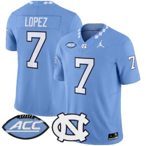 Gio Lopez Jersey #7 North Carolina Tar Heels 2025 Limited Stitched Blue