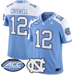 Jacolby Criswell Jersey #12 North Carolina Tar Heels 2025 Stitched Blue Alter