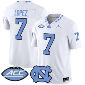 Gio Lopez Jersey #7 North Carolina Tar Heels 2025 Limited Stitched White