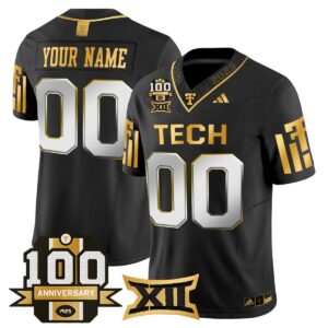 Custom Texas Tech Red Raiders Jersey 2025 100th Anniversary Stitched Black Limited