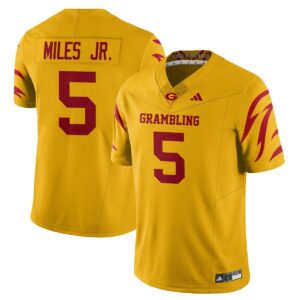 Barron Miles Jr Jersey #5 Grambling State Football 2025 Special Stitched Yellow