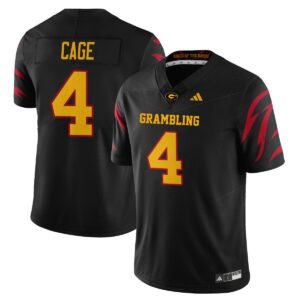 Bryce Cage Jersey #4 Grambling State Football 2025 Special Stitched Black