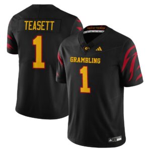 C?zavian Teasett Jersey #1 Grambling State Football 2025 Special Stitched Black