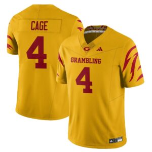 Bryce Cage Jersey #4 Grambling State Football 2025 Special Stitched Yellow
