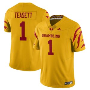 C?zavian Teasett Jersey #1 Grambling State Football 2025 Special Stitched Yellow