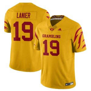 Nigel Lanier Jersey #19 Grambling State Football 2025 Special Stitched Yellow