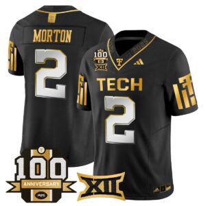 Behren Morton Jersey #2 Texas Tech 2025 100th Anniversary Stitched Black Limited
