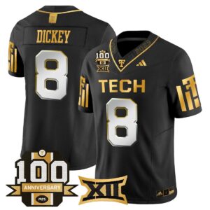 Cameron Dickey Jersey #8 Texas Tech 2025 100th Anniversary Stitched Black Limited