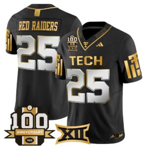 Red Raiders Jersey #25 Texas Tech 2025 100th Anniversary Stitched Black Limited