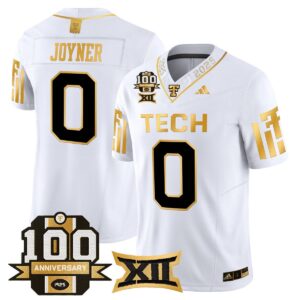 Quinten Joyner Jersey #0 Texas Tech 2025 100th Anniversary Stitched White Gold