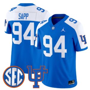 Tyreak?Sapp Jersey #94 Florida Gators 1960s Throwback Vapor Limited Royal Alter