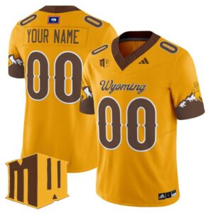 Custom Wyoming Cowboys Jersey Name, Number 2025 Vapor Limited Stitched Gold Limited