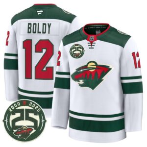 Matthew Boldy Jersey #12 Minnesota Wild 25th Anniversary Patch Stitched White