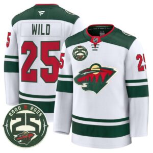 Wild Jersey #25 Minnesota Wild 25th Anniversary Patch Stitched White